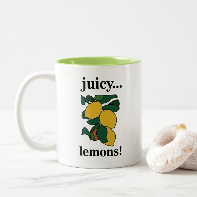 Caneca De Café Em Dois Tons Fruta cítrica limão  (Com Donut)