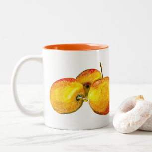 Caneca De Café Em Dois Tons Fruta de pera amarelo fruta de água