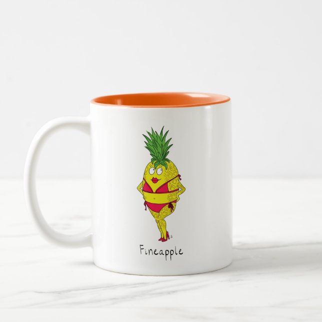 Caneca De Café Em Dois Tons Fruta Engraçada Da Menina Pin-Up (Esquerda)