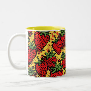 Caneca De Café Em Dois Tons Fruta Vermelha-Berry Cotagecore Morango