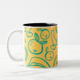 Caneca De Café Em Dois Tons Frutas
