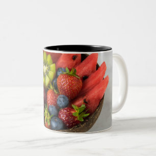 Caneca De Café Em Dois Tons Frutas Coloridas E Produtos Hortícolas