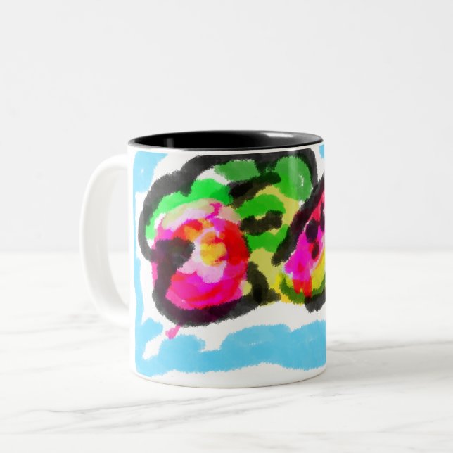 Caneca De Café Em Dois Tons Frutas de verão alegria (Frente Esquerda)