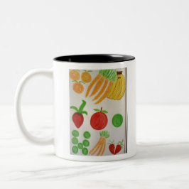 Caneca De Café Em Dois Tons frutas e cenouras