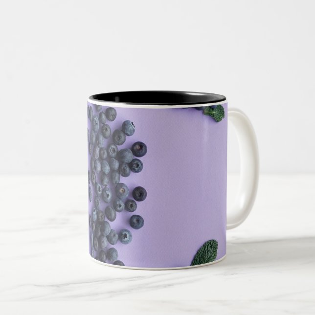 Caneca De Café Em Dois Tons Frutas E Vegetais (Frente Esquerda)