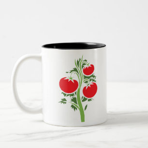 Caneca De Café Em Dois Tons Frutas Vegetais De Tomate Vermelho Vegetal