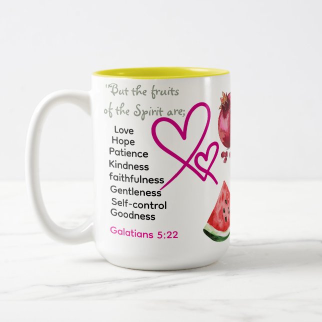 Caneca De Café Em Dois Tons Frutos do Espírito (Esquerda)
