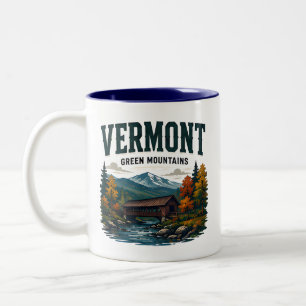 Caneca De Café Em Dois Tons Fuga Cênica pelas Montanhas Verdes de Vermont