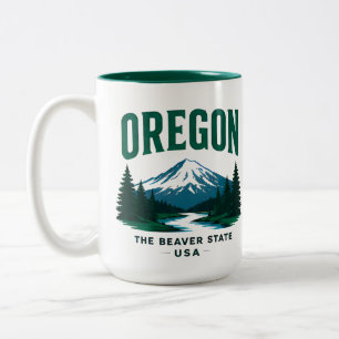 Caneca De Café Em Dois Tons Fuga pela Selva da Costa do Pacífico de Oregon