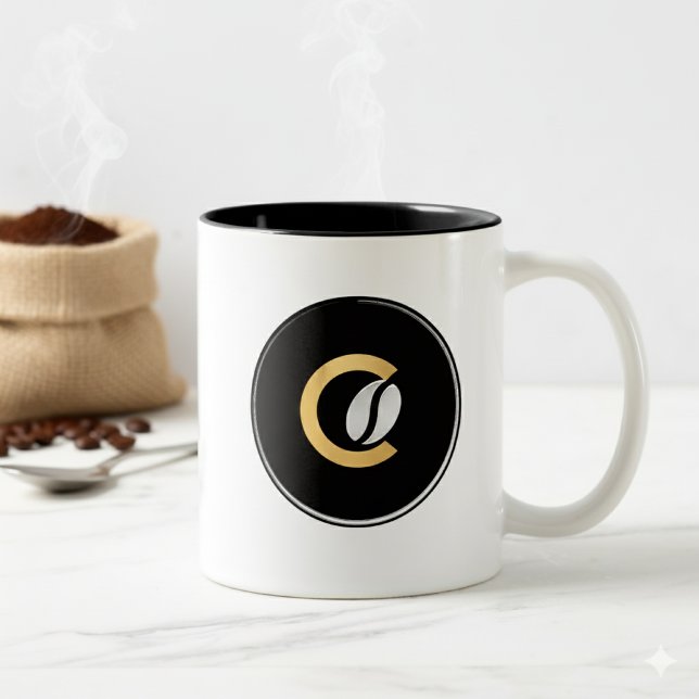 Caneca De Café Em Dois Tons Fully Custom Business Logo Branding (Criador carregado)