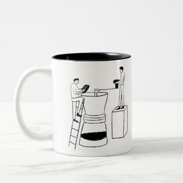 Caneca De Café Em Dois Tons FUN Expres BLACK & WHITE freehand drawing original (Esquerda)