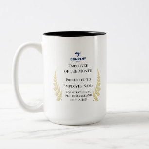 Caneca De Café Em Dois Tons Funcionário Personalizado do Mês 15oz Corporativo