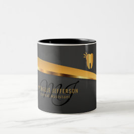 Caneca De Café Em Dois Tons Funcionarios dentário - Preto e Dourado