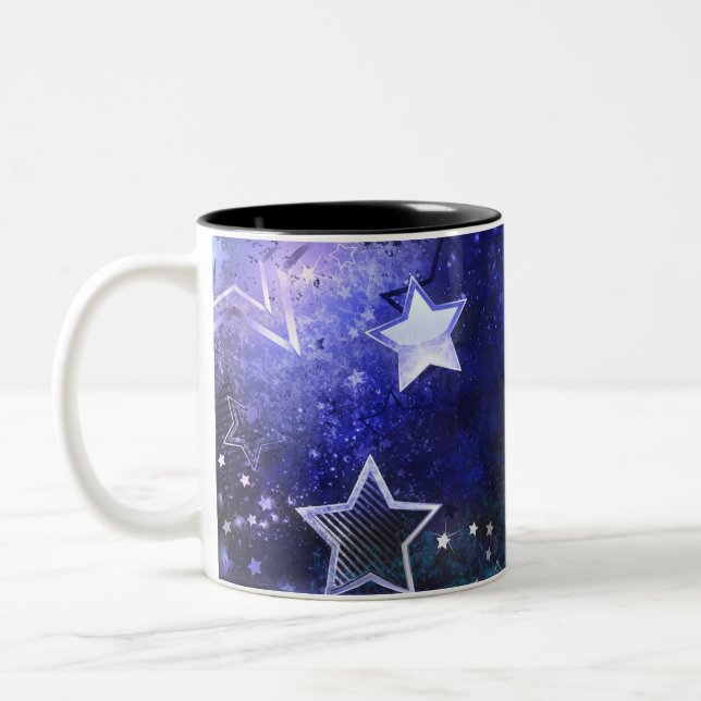 Caneca De Café Em Dois Tons Fundo de Espaço com Estrelas (Esquerda)