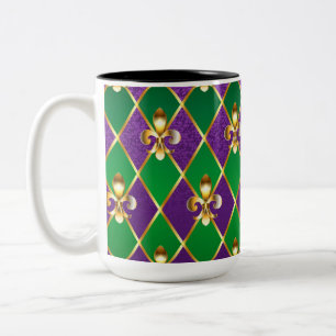 Caneca De Café Em Dois Tons Fundo de Joias Mardi Gras
