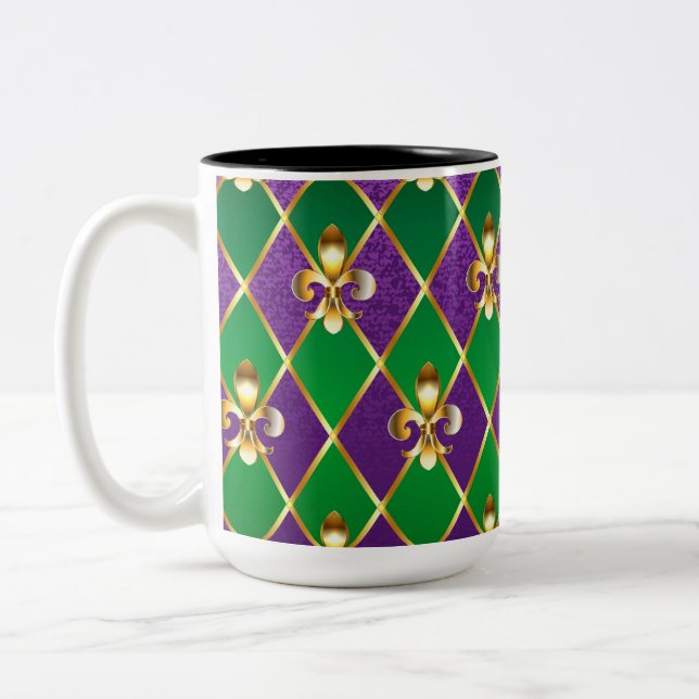 Caneca De Café Em Dois Tons Fundo de Joias Mardi Gras (Esquerda)