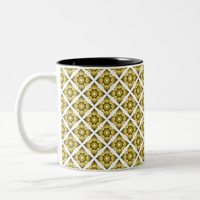 Caneca De Café Em Dois Tons fundo de padrão uniforme thai ikat (Esquerda)