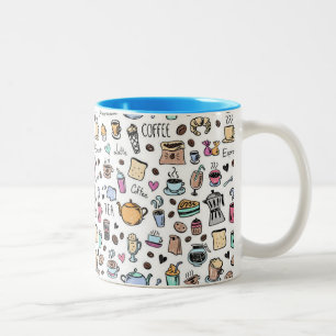 Caneca De Café Em Dois Tons Fundo de rabisco