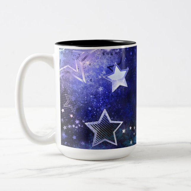 Caneca De Café Em Dois Tons Fundo Espacial com Estrelas (Esquerda)