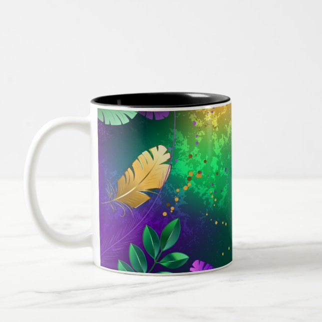 Caneca De Café Em Dois Tons Fundo márdi iridescente com miçangas (Esquerda)