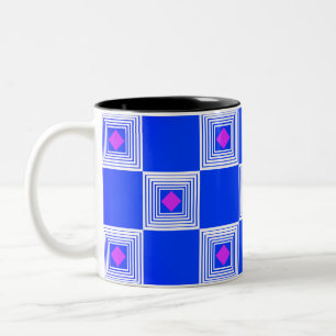 Caneca De Café Em Dois Tons Funil quadrado branco e azul