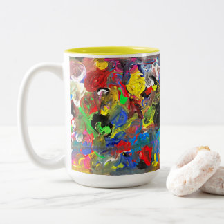 Caneca De Café Em Dois Tons Funky Abstrato Joyful Colorful