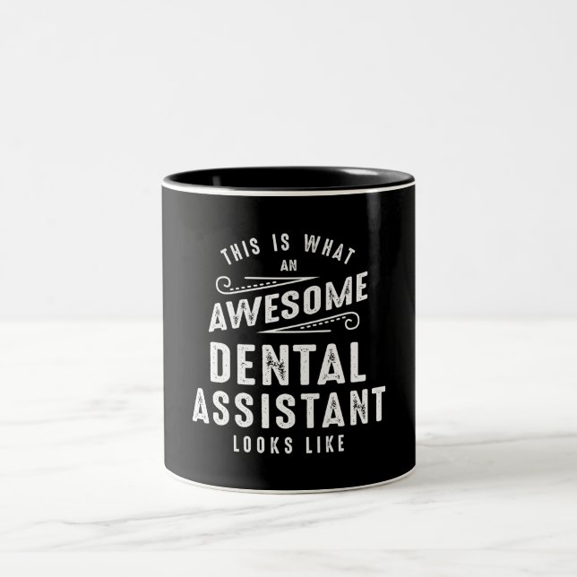Caneca De Café Em Dois Tons Funny Awesome Dental Assistant Job Occupation (Centro)