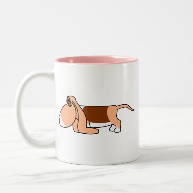 Caneca De Café Em Dois Tons Funny Bassett hound car argon personalizado (Esquerda)
