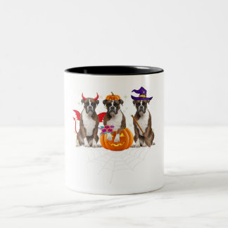 Caneca De Café Em Dois Tons Funny Boxer Halloween Dog Lover Pumpkin Spider Web