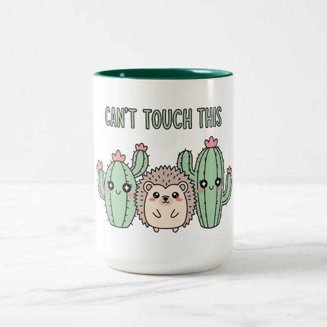 Caneca De Café Em Dois Tons Funny Cactus and Hedgehog (Centro)