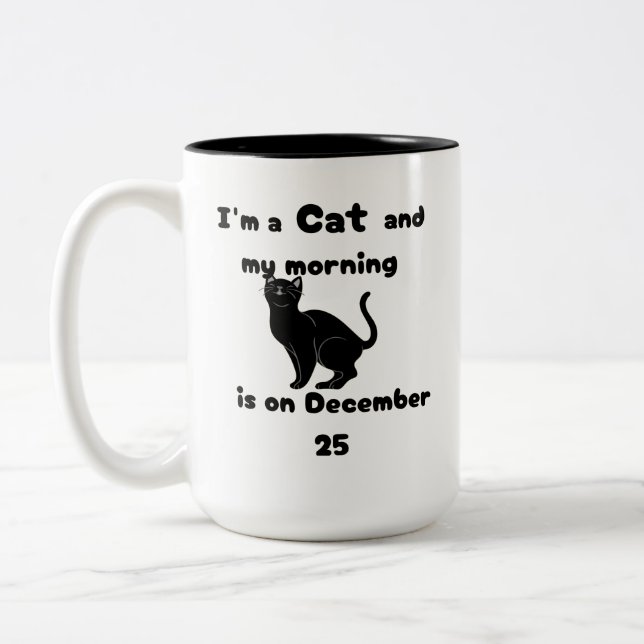 Caneca De Café Em Dois Tons Funny Cat Christmas Morning Pajamas (Esquerda)