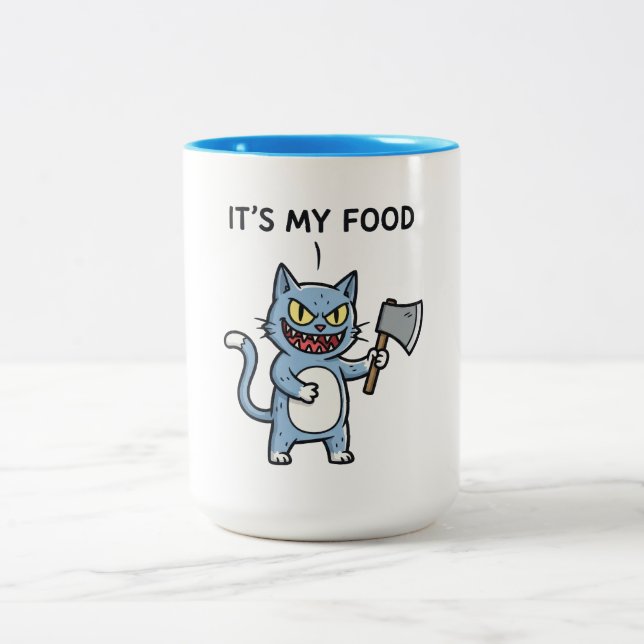 Caneca De Café Em Dois Tons Funny Cat with Axe (Centro)