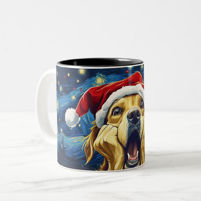 Caneca De Café Em Dois Tons Funny Christmas dog Mugs | Merry Christmas Mug (Frente Esquerda)