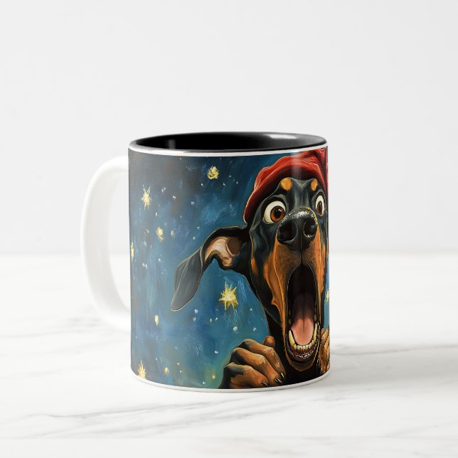 Caneca De Café Em Dois Tons Funny Christmas dog Mugs | Merry Christmas Mug (Frente Esquerda)