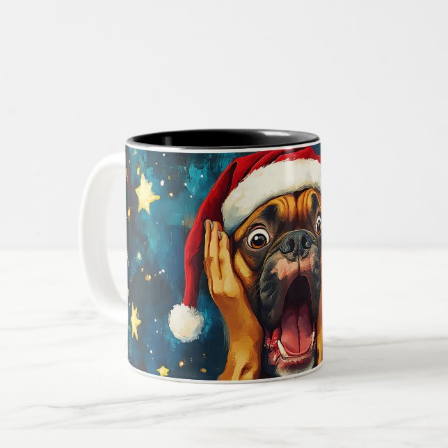 Caneca De Café Em Dois Tons Funny Christmas dog Mugs | Merry Christmas Mug (Frente Esquerda)