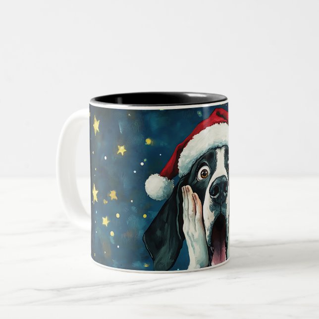 Caneca De Café Em Dois Tons Funny Christmas dog Mugs | Merry Christmas Mug (Frente Esquerda)