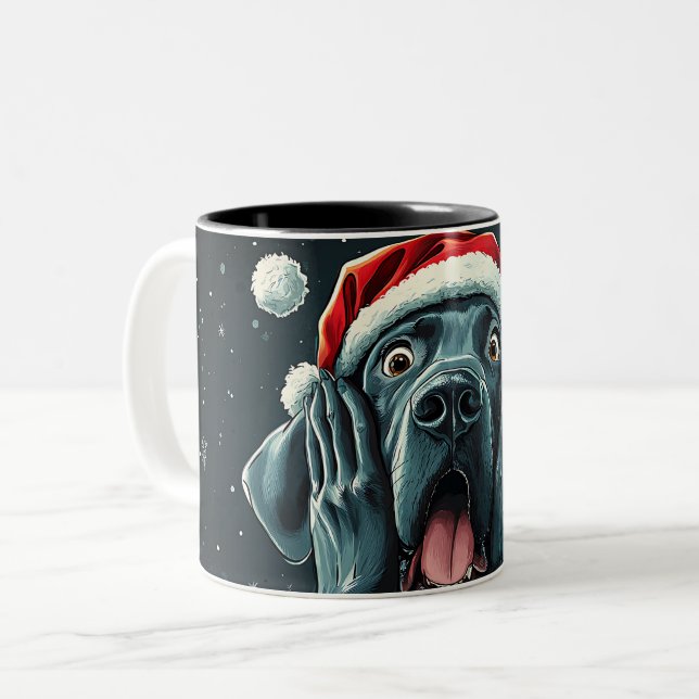 Caneca De Café Em Dois Tons Funny Christmas dog Mugs | Merry Christmas Mug (Frente Esquerda)