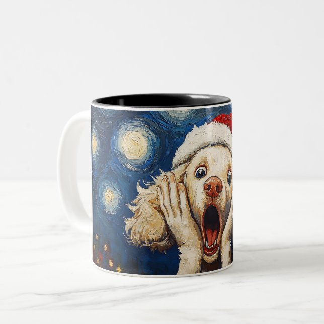 Caneca De Café Em Dois Tons Funny Christmas dog Mugs | Merry Christmas Mug (Frente Esquerda)