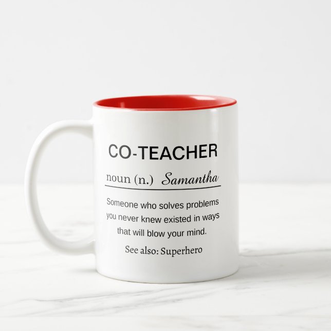 Caneca De Café Em Dois Tons Funny Co-Teacher Worker Definition (Esquerda)