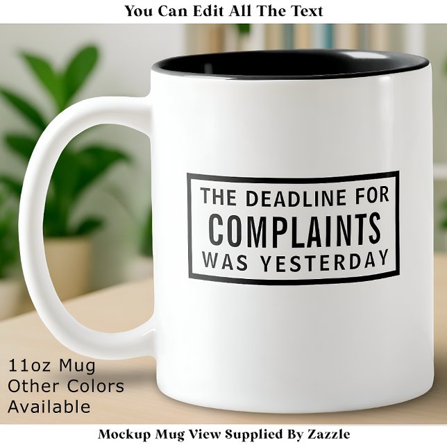 Caneca De Café Em Dois Tons Funny Complaints Deadline, Modern Minimalist  (Criador carregado)