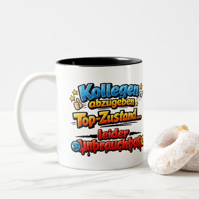 Caneca De Café Em Dois Tons Funny Coworker Quote – Office Humor Design (Com Donut)