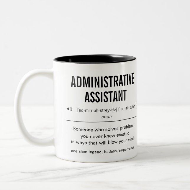 Caneca De Café Em Dois Tons Funny do Assistente Administrativo Personalizado (Esquerda)