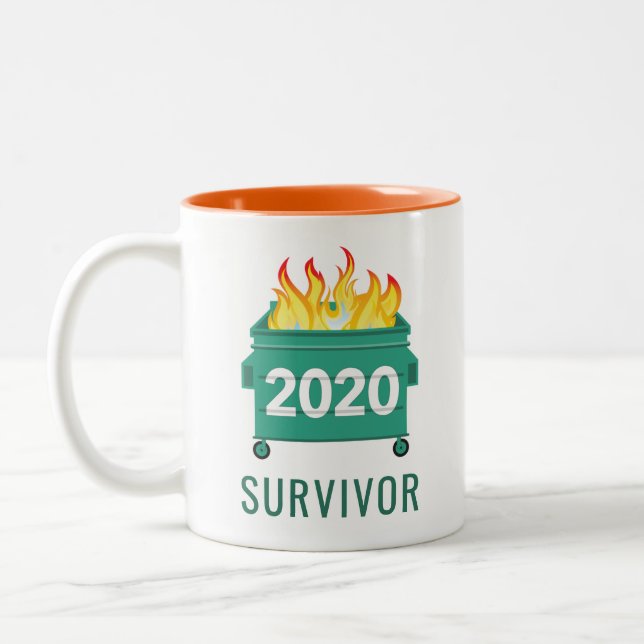 Caneca De Café Em Dois Tons Funny Dumpster Fire 2020 personalizado (Esquerda)