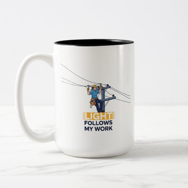 Caneca De Café Em Dois Tons Funny Electrician Utility Worker Gift (Esquerda)