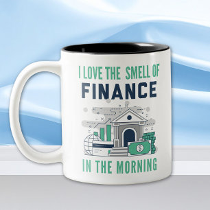 Caneca De Café Em Dois Tons Funny Finance Mug Business Office Coworker Azul
