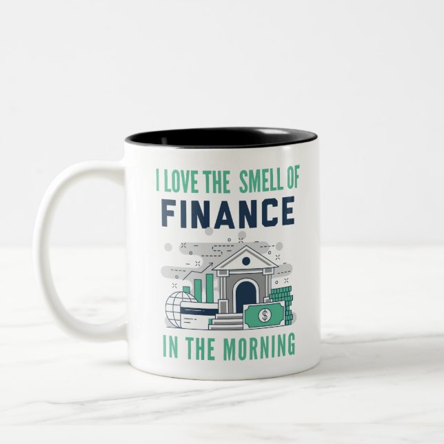 Caneca De Café Em Dois Tons Funny Finance Mug Business Office Coworker Azul (Esquerda)