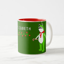 Caneca De Café Em Dois Tons Funny Frog Christmas Holiday