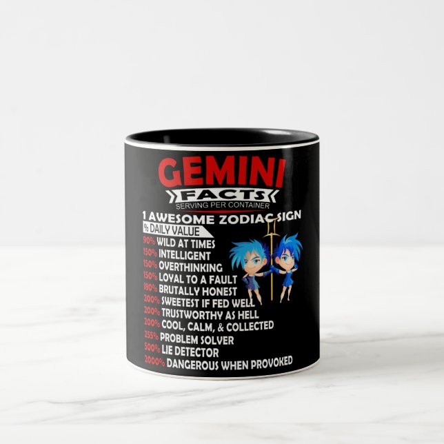 Caneca De Café Em Dois Tons Funny Gemini - Sinal de Nutrição Zodíaca Fatos de  (Centro)