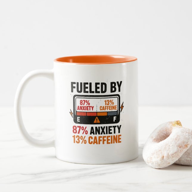 Caneca De Café Em Dois Tons Funny Humourous Caffeine Addict (Com Donut)