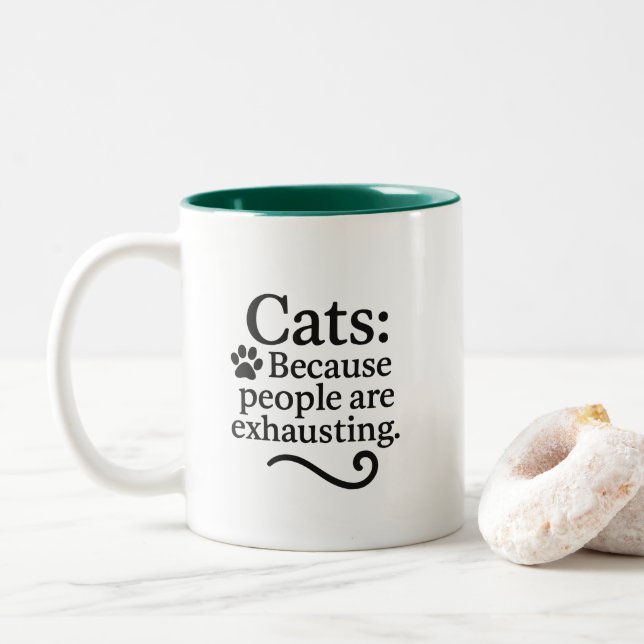 Caneca De Café Em Dois Tons Funny Introvert Cat Lover (Com Donut)